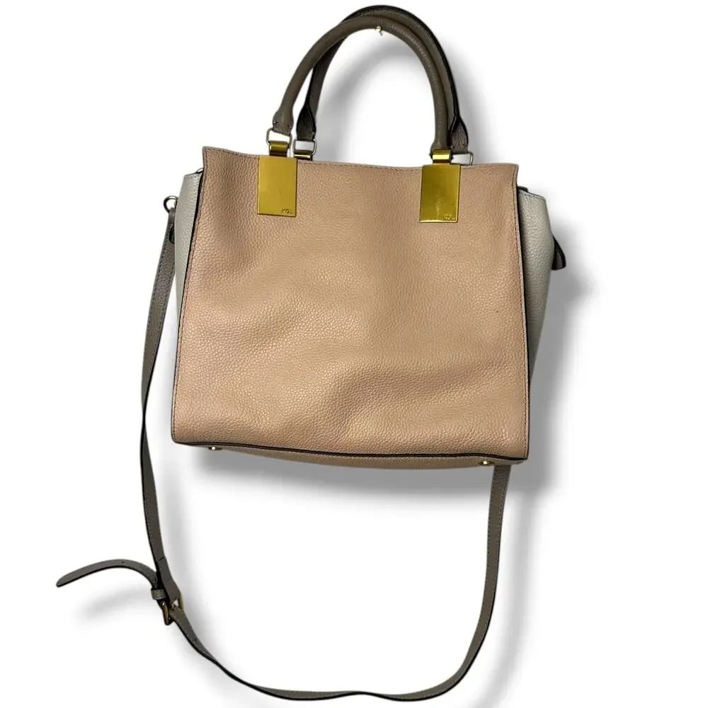 Kurt Geiger London Emma Leather Satchel Crossbody Tote Blush Pink White Beige